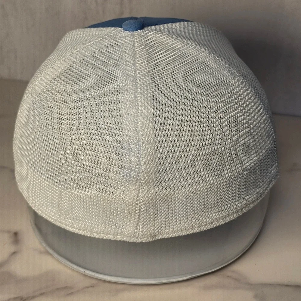 The Game Moors Trucker Hat Mens XS Blue White Mesh Stretch Fit Cap XS